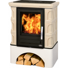 Кафельная печь-камин ABX Iberia K (прямой цоколь, вставка Комбо)